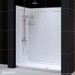 30 in. D x 60 in. W x 76 3/4 in. H Center Drain Acrylic Shower Base and QWALL-5 Backwall Kit In White