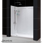 30 in. D x 60 in. W x 76 3/4 in. H Left Drain Acrylic Shower Base and QWALL-5 Backwall Kit In White