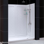 30 in. D x 60 in. W x 76 3/4 in. H Right Drain Acrylic Shower Base and QWALL-5 Backwall Kit In White