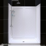 32 in. D x 60 in. W x 76 3/4 in. H Center Drain Acrylic Shower Base and QWALL-5 Backwall Kit In White