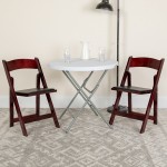 Mahogany Wood Folding Chair with Vinyl Padded Seat