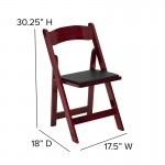 Mahogany Wood Folding Chair with Vinyl Padded Seat