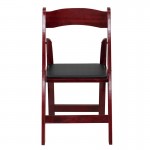 Mahogany Wood Folding Chair with Vinyl Padded Seat