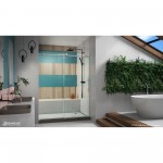 Enigma-X 56-60 in. W x 76 in. H Fully Frameless Sliding Shower Door in Brushed Stainless Steel