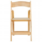 Natural Wood Folding Chair with Vinyl Padded Seat