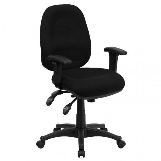 Mid-Back Black Fabric Multifunction Executive Swivel Ergonomic Office Chair with Adjustable Arms