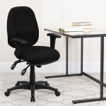 Mid-Back Black Fabric Multifunction Executive Swivel Ergonomic Office Chair with Adjustable Arms