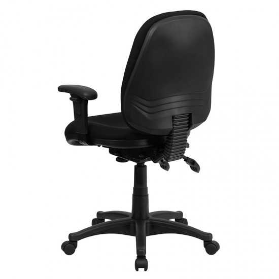 Mid-Back Black Fabric Multifunction Executive Swivel Ergonomic Office Chair with Adjustable Arms