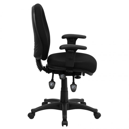 Mid-Back Black Fabric Multifunction Executive Swivel Ergonomic Office Chair with Adjustable Arms