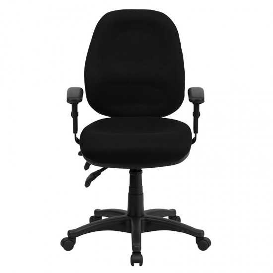 Mid-Back Black Fabric Multifunction Executive Swivel Ergonomic Office Chair with Adjustable Arms