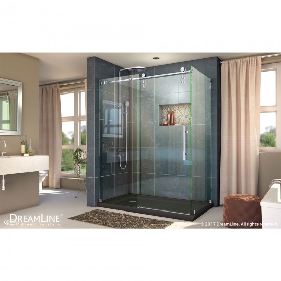 Enigma-Z 34 1/2 in. D x 60 3/8 in. W x 76 in. H Fully Frameless Sliding Shower Enclosure in Polished Stainless Steel