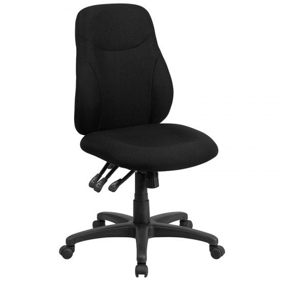 Mid-Back Black Fabric Multifunction Swivel Ergonomic Task Office Chair