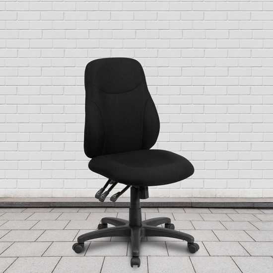 Mid-Back Black Fabric Multifunction Swivel Ergonomic Task Office Chair