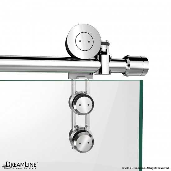 Enigma-Z 56-60 in. W x 76 in. H Fully Frameless Sliding Shower Door in Brushed Stainless Steel