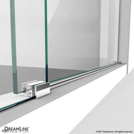 Enigma-Z 56-60 in. W x 76 in. H Fully Frameless Sliding Shower Door in Polished Stainless Steel