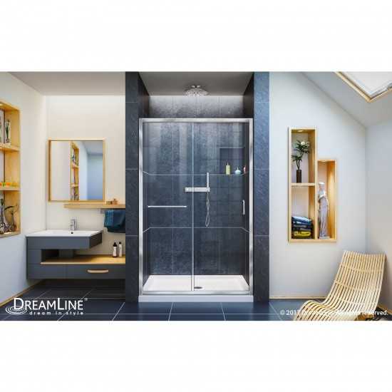 Infinity-Z 44-48 in. W x 72 in. H Semi-Frameless Sliding Shower Door, Clear Glass in Chrome