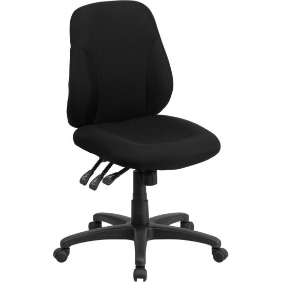 Mid-Back Black Fabric Multifunction Swivel Ergonomic Task Office Chair