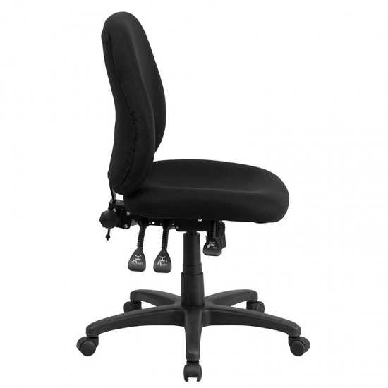 Mid-Back Black Fabric Multifunction Swivel Ergonomic Task Office Chair