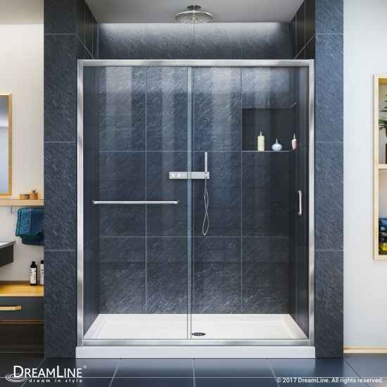 Infinity-Z 50-54 in. W x 72 in. H Semi-Frameless Sliding Shower Door, Clear Glass in Chrome