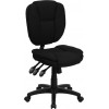 Mid-Back Black Fabric Multifunction Swivel Ergonomic Task Office Chair with Pillow Top Cushioning