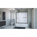 Infinity-Z 56-60 in. W x 60 in. H Clear Sliding Tub Door in Satin Black with White Acrylic Backwall Kit