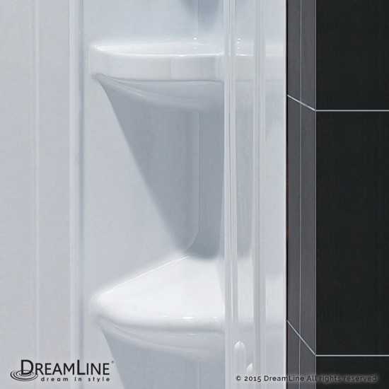 30 in. D x 60 in. W x 75 5/8 in. H Center Drain Acrylic Shower Base and QWALL-3 Backwall Kit In White