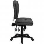 Mid-Back Gray Fabric Multifunction Swivel Ergonomic Task Office Chair with Pillow Top Cushioning