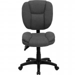 Mid-Back Gray Fabric Multifunction Swivel Ergonomic Task Office Chair with Pillow Top Cushioning