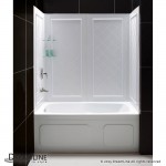 Visions 56-60 in. W x 60 in. H Semi-Frameless Sliding Tub Door in Chrome with White Acrylic Backwall Kit