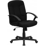 Mid-Back Black Fabric Executive Swivel Office Chair with Nylon Arms