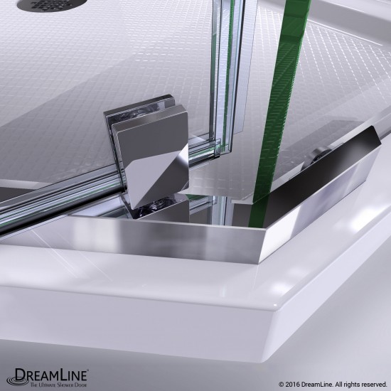 Prism 34 1/8 in. x 72 in. Frameless Neo-Angle Pivot Shower Enclosure in Brushed Nickel