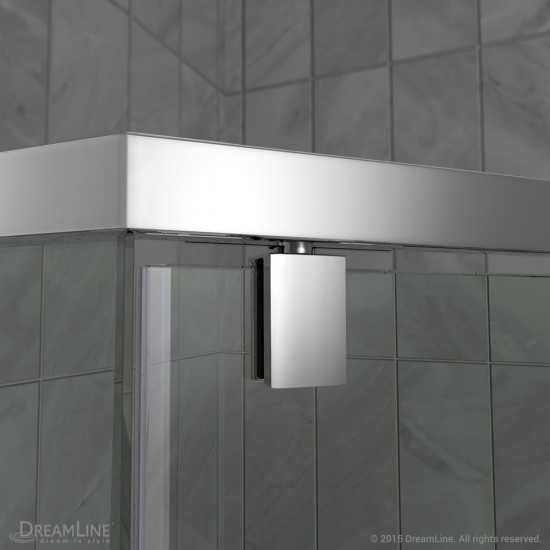Prism 34 1/8 in. x 72 in. Frameless Neo-Angle Pivot Shower Enclosure in Brushed Nickel