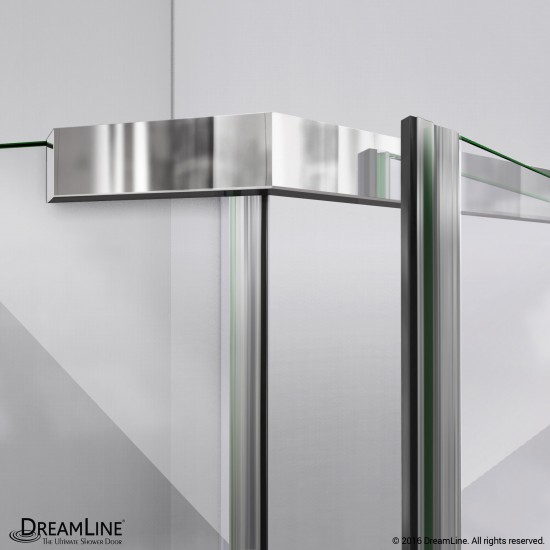 Prism 34 1/8 in. x 72 in. Frameless Neo-Angle Pivot Shower Enclosure in Brushed Nickel