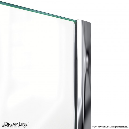 Prism 34 1/8 in. x 72 in. Frameless Neo-Angle Pivot Shower Enclosure in Brushed Nickel