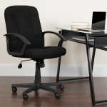 Mid-Back Black Fabric Executive Swivel Office Chair with Nylon Arms