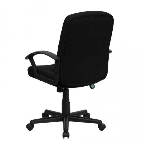 Mid-Back Black Fabric Executive Swivel Office Chair with Nylon Arms