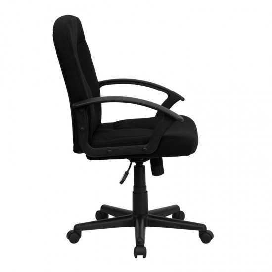 Mid-Back Black Fabric Executive Swivel Office Chair with Nylon Arms