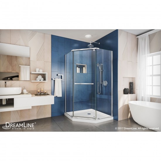 Prism 38 1/8 in. x 72 in. Frameless Neo-Angle Pivot Shower Enclosure in Chrome