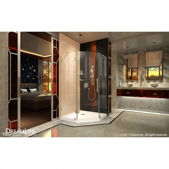 Prism Lux 34 5/16 in. x 72 in. Fully Frameless Neo-Angle Hinged Shower Enclosure in Brushed Nickel