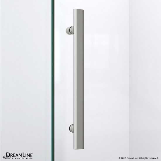 Prism Lux 34 5/16 in. x 72 in. Fully Frameless Neo-Angle Hinged Shower Enclosure in Brushed Nickel