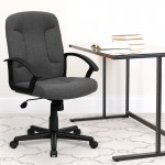 Mid-Back Gray Fabric Executive Swivel Office Chair with Nylon Arms