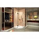 Prism Lux 34 5/16 in. x 72 in. Fully Frameless Neo-Angle Hinged Shower Enclosure in Oil Rubbed Bronze