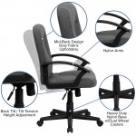 Mid-Back Gray Fabric Executive Swivel Office Chair with Nylon Arms