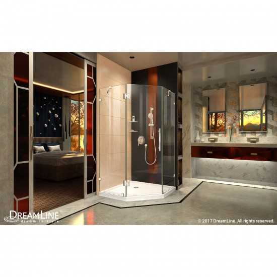 Prism Lux 36 5/16 in. x 72 in. Fully Frameless Neo-Angle Hinged Shower Enclosure in Chrome