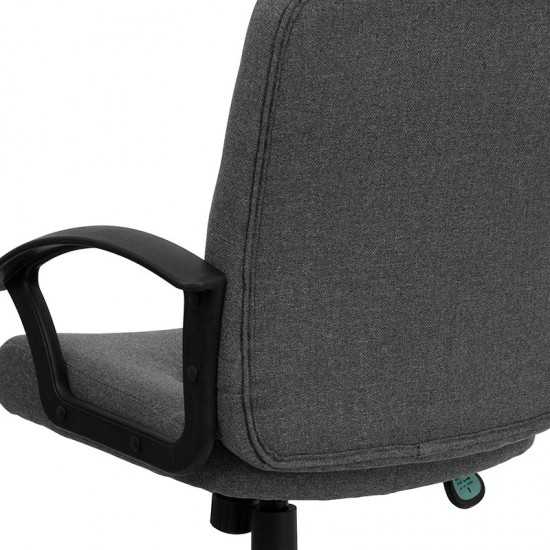 Mid-Back Gray Fabric Executive Swivel Office Chair with Nylon Arms