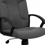 Mid-Back Gray Fabric Executive Swivel Office Chair with Nylon Arms