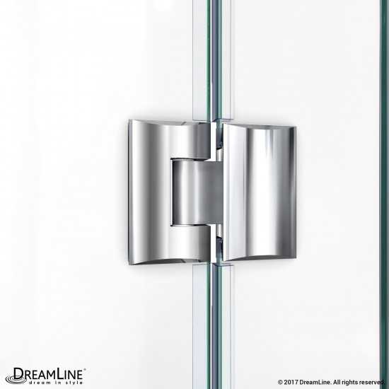 Prism Lux 38 in. x 72 in. Fully Frameless Neo-Angle Hinged Shower Enclosure in Chrome