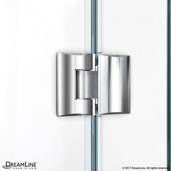 Prism Lux 38 in. x 72 in. Fully Frameless Neo-Angle Hinged Shower Enclosure in Brushed Nickel