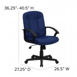 Mid-Back Navy Fabric Executive Swivel Office Chair with Nylon Arms