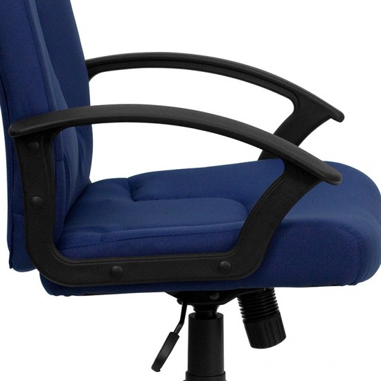 Mid-Back Navy Fabric Executive Swivel Office Chair with Nylon Arms